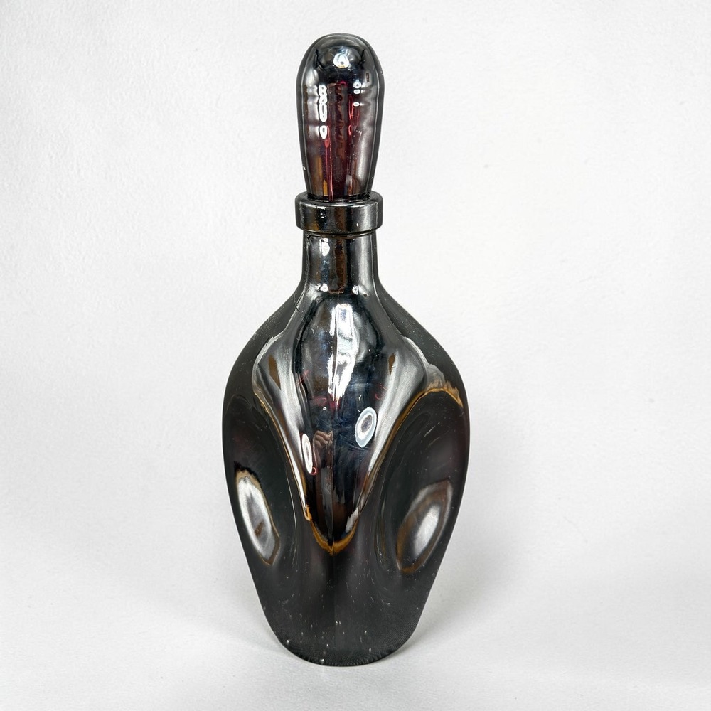 Vintage Sweden Amethyst Art Glass Decanter Stopper 1960s MCM 10in Pukeberg
